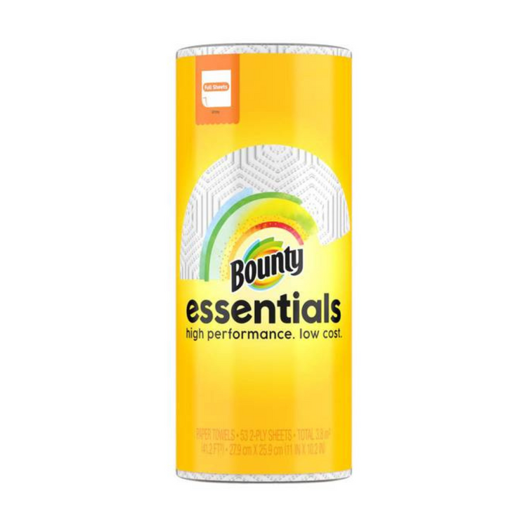 Farmacias Savia Bounty Essentials Single Plus Roll full sheet paper towels for cleaning and absorbency.