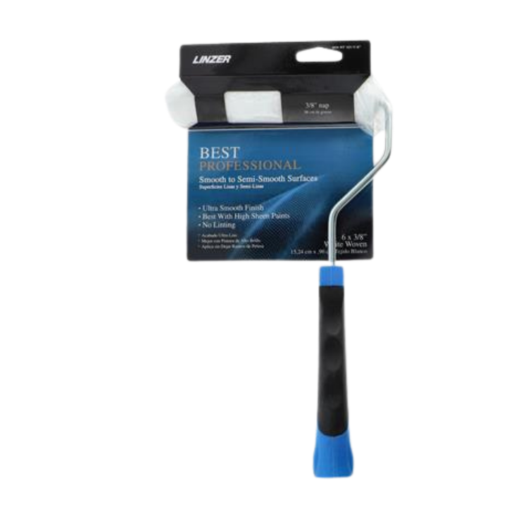 Farmacias Savia finishing paint roller with orange handle and white roller for smooth wall painting tasks.