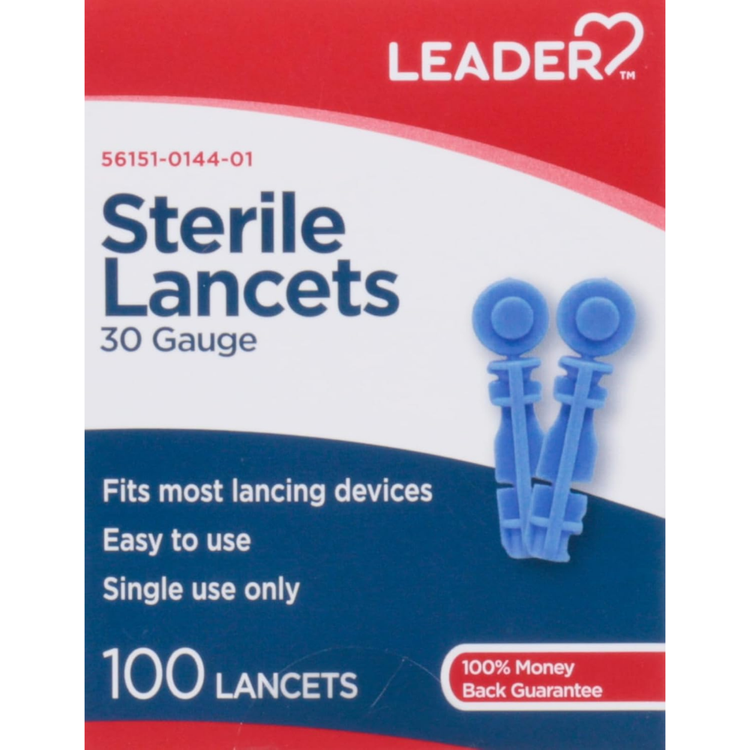 Farmacias Savia 30 gauge lancets for blood testing, 100 count, small medical device with a metal tip and plastic body.