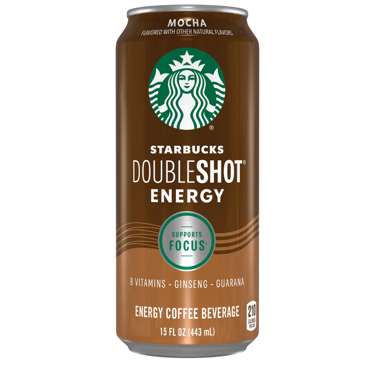 Starbucks Doubleshot Energy Coffee Mocha in 15 oz can, featuring a sleek design with coffee and mocha flavor elements.