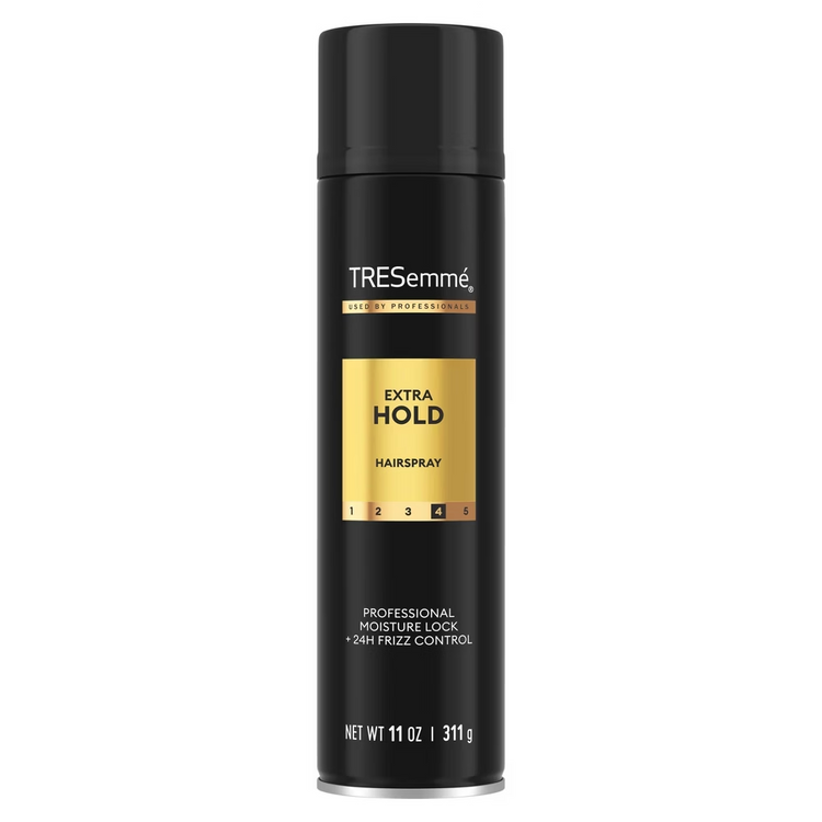 TRESemmé TRES Two Extra Hold Hair Spray in 11 oz bottle, providing strong hold for styled hair.