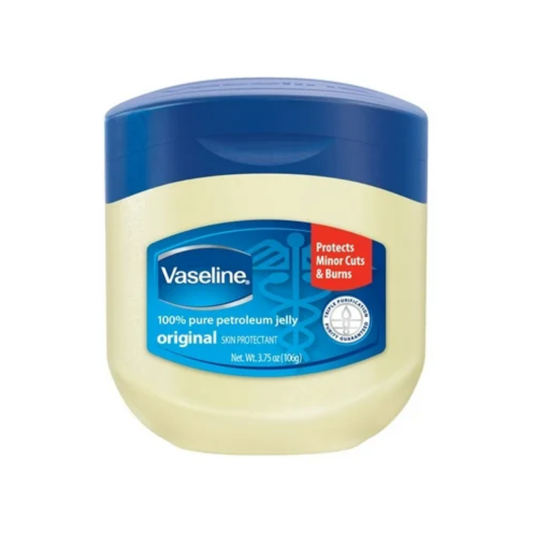 Vaseline 100% pure petroleum jelly skin protectant in a 3.75oz jar, ideal for moisturizing and skin protection.