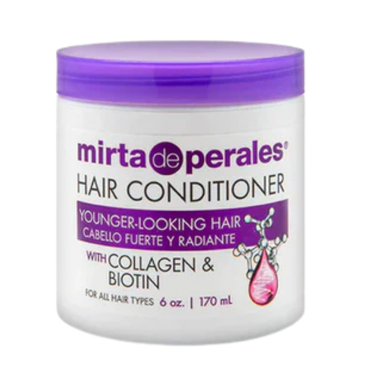 Mirta de Perales Collagen & Biotin Conditioner for younger-looking hair, 6 oz bottle, smooth and healthy hair appearance