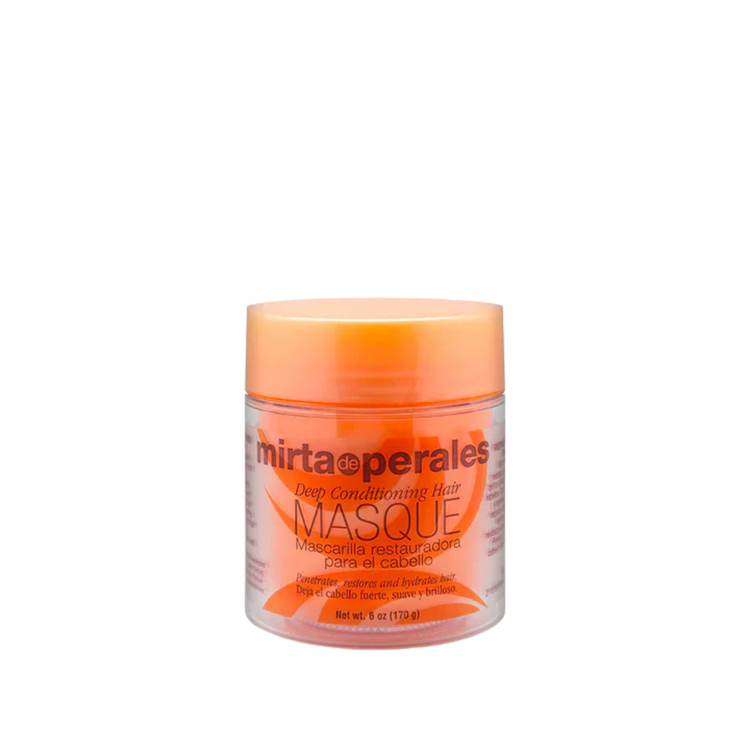 Deep conditioning hair masque by Mirta de Perales in a 6 oz jar, designed to nourish and hydrate hair.