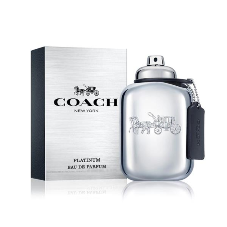 Coach Platinum Eau de Parfum for Men 3.3oz bottle, sleek design, with the perfume&