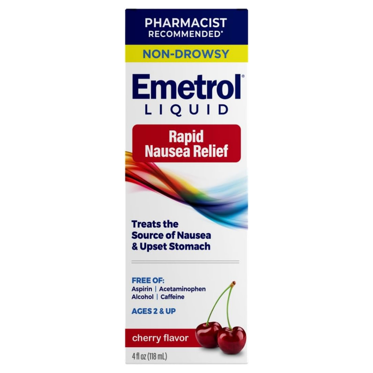 Farmacias Savia Emetrol Nausea Relief Liquid for Adults in 4oz bottle, clear liquid medication for upset stomach relief