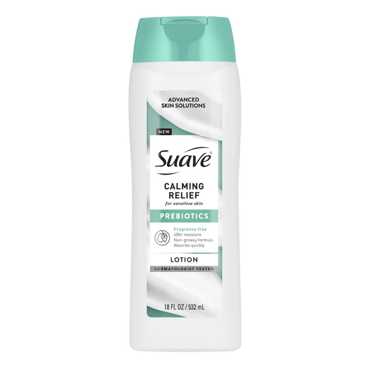 Farmacias Savia Suave Skin Solutions Calming Relief Body Lotion with Prebiotics, 18 fl oz, soothing moisturizer for sensitive skin