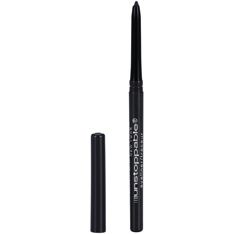 Maybelline Unstoppable Waterproof Eyeliner in shade 701 Onyx, black, with a sleek eyeliner pencil tip for precise application.