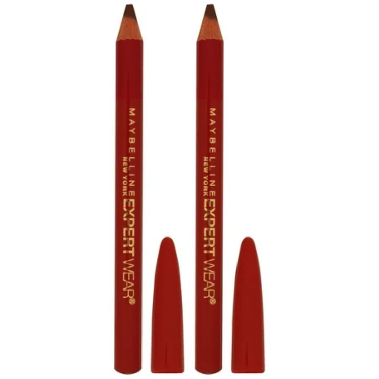 Maybelline Expert Wear Twin Brow and Eye Pencils in Medium Brown, 0.06 oz, for defining eyebrows and eyes.
