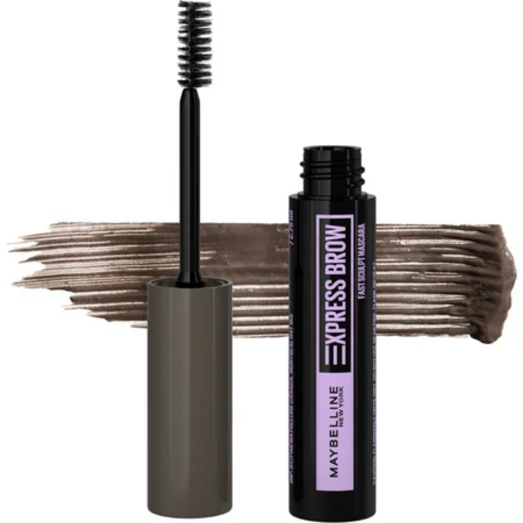 Maybelline Brow Fast Sculpt eyebrow gel mascara in medium brown, 0.09 fl oz, with a brush for shaping and defining eyebrows.