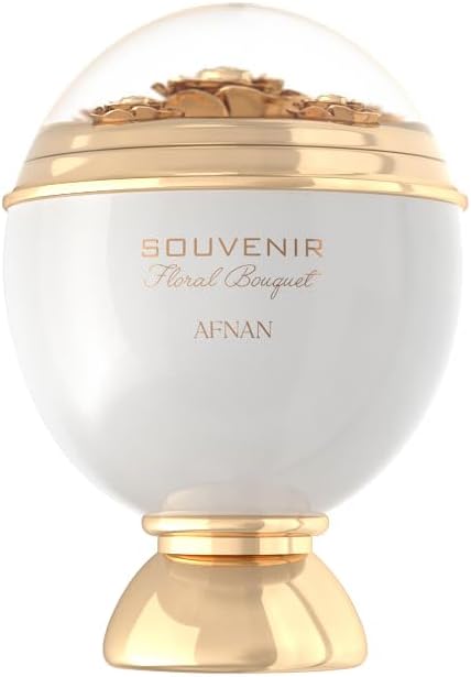 Farmacias Savia Afnan Souvenir Floral Bouquet Eau de Parfum for women, 3.4oz, bottle with floral design and elegant packaging.