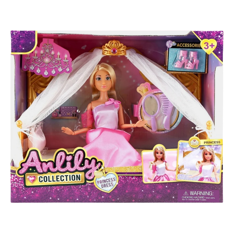 Anlily Princess Dress Up Set with 8 colorful dresses and accessories for kids, featuring playful, detailed costumes for imaginative play.