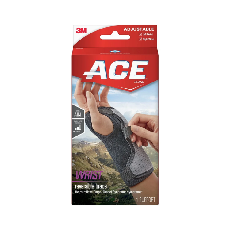Reversible Ace wrist splint brace by Farmacias Savia, adjustable medical equipo for wrist support and stabilization.