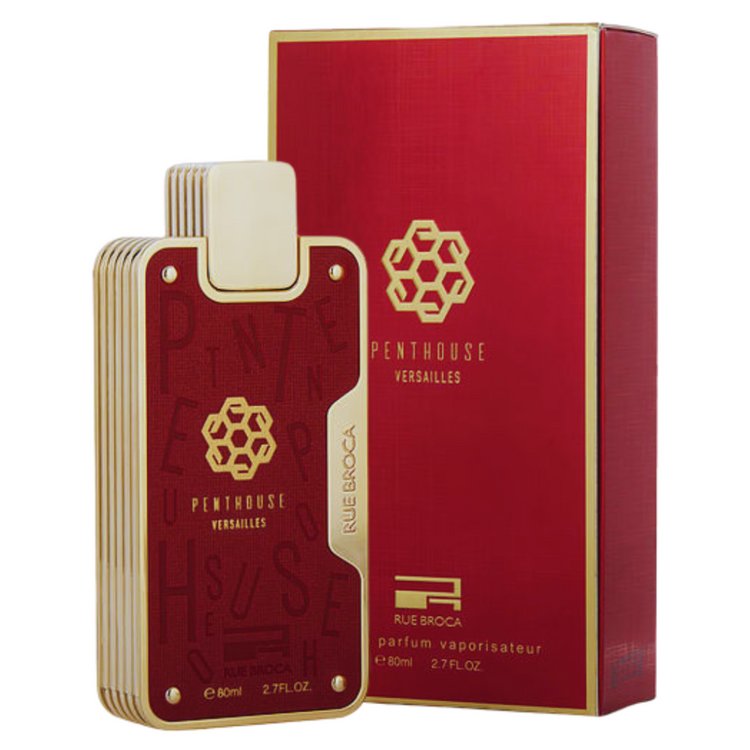 Unisex Penthouse Versailles Eau de Parfum spray bottle, 3.4oz, with elegant packaging and floral design.