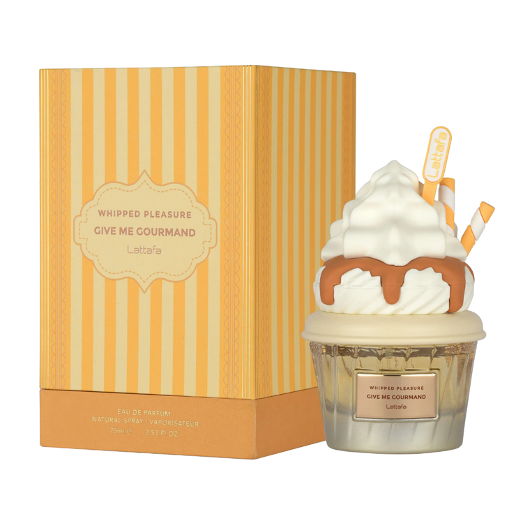 Lattafa Whipped Pleasure Give Me Gourmand Eau de Parfum 2.5oz, Arab and Oriental perfume with creamy, sweet fragrance.