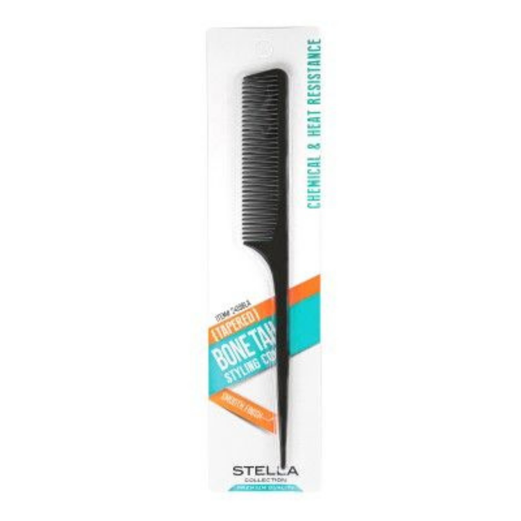 Farmacias Savia Stella Collection tapered bone tail styling comb for hair, featuring a sleek design and fine teeth for precise styling.
