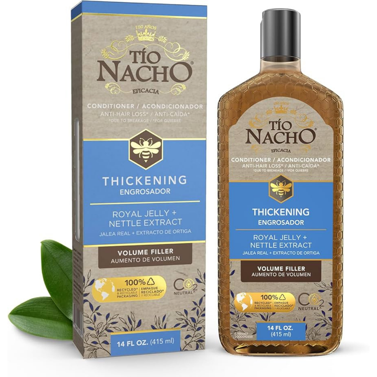 Tio Nacho Thickening Conditioner with Royal Jelly and Nettle in a 14oz bottle, featuring a pump dispenser.