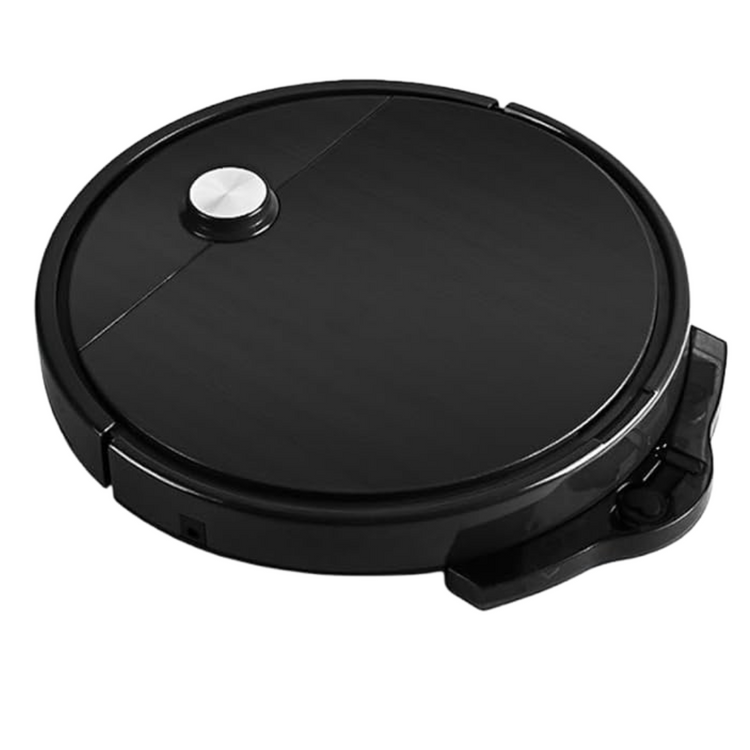 Farmacias Savia Homeboss AA2025-4-592 smart vacuum robot cleaner on smooth floor, showcasing compact design and sensors.