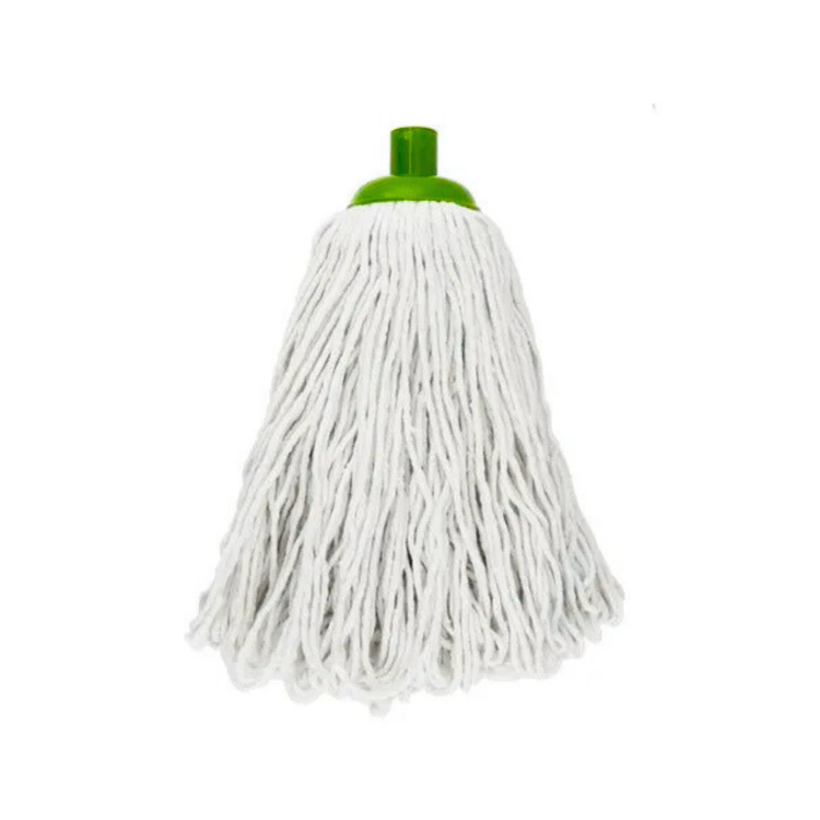 Pure cotton yarn mop from Farmacias Savia, showing the soft, white cotton yarn mop head with a sturdy handle.
