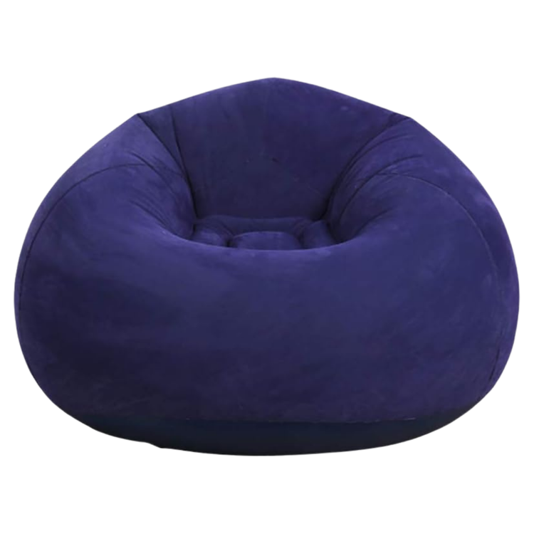 Purple velvet finish ComfortAir inflatable lounge chair sofa, lightweight and comfortable for relaxing at home.