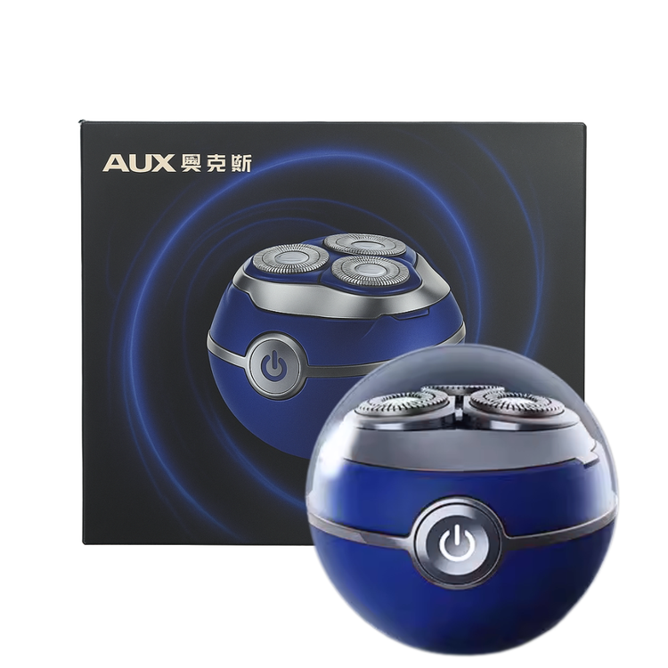 Farmacias Savia AUX AS330-1 electric rotary shaver showing its rechargeable electric shaver head and ergonomic design