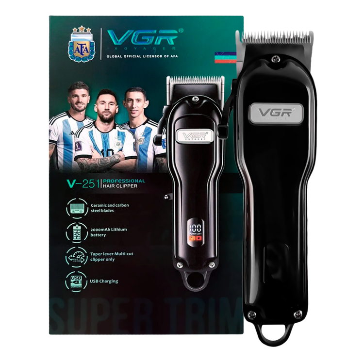 VGR V-251 professional cordless hair clipper for men with stainless steel blades and ergonomic design.