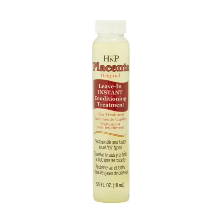 Hask Placenta Original leave-in conditioning treatment for hair, 18ml, in a small transparent bottle with a white cap