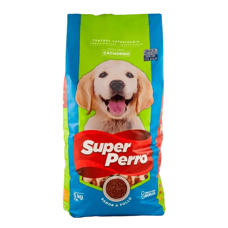 Super Perro Cachorro Puppy Food bag by Farmacias Savia, 11lb bag of nutritious puppy food for dogs.