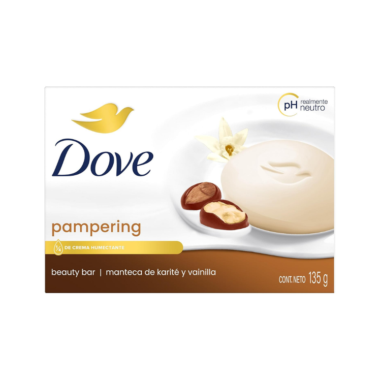 Dove Shea Butter soap bar in 135g package, moisturizing skin with nourishing shea butter, for gentle cleansing.
