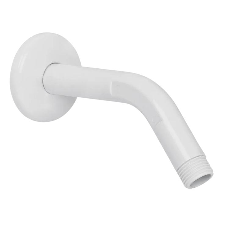 Plastic shower arm replacement by Farmacias Savia, universal fit, showing a white plastic shower arm with connector for bathroom use.