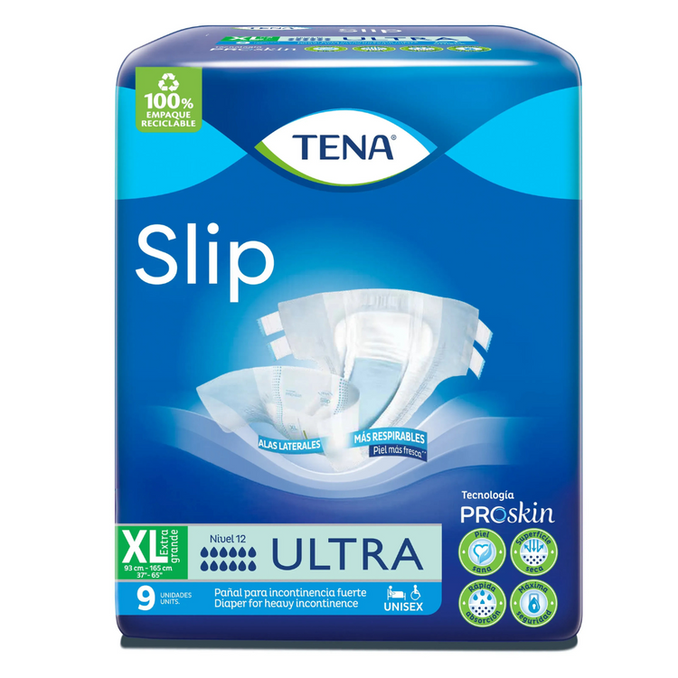 Extra large TENA Slip Tela in a pack of 9, designed for adult incontinence, by Farmacias Savia.