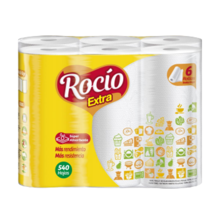 Farmacias Savia Rocío Extra Paper Towels 6 Rolls in packaging, durable paper towels for household or office use