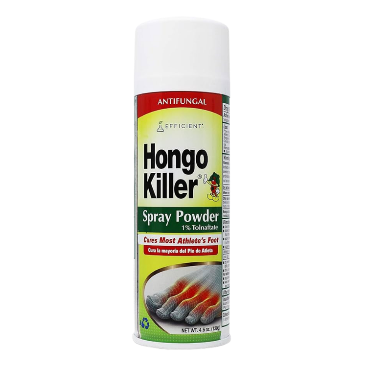 Farmacias Savia Hongo Killer Antifungal Liquid Spray 5.3oz, clear bottle with spray nozzle for treating fungal skin infections.