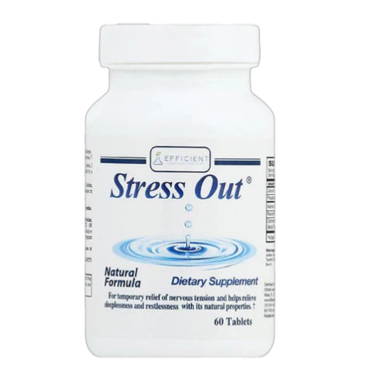 Farmacias Savia Stress Out natural stress relief tablets bottle with 60 tablets, dietary supplement for relaxation and calm.