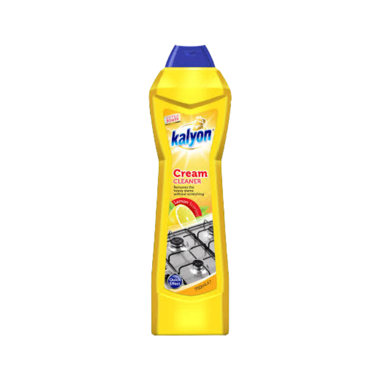 Kalyon Cream Cleaner Lemon Scent in 750 ml bottle, with a white and green label, designed for household cleaning.