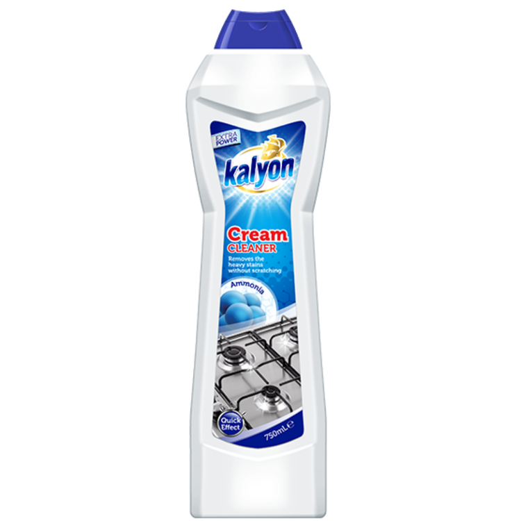 Kalyon Cream Cleaner with Ammonia for multi-surface cleaning, 25.4 oz, shown in a white bottle with blue label