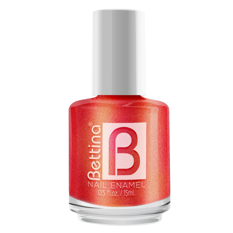 Bettina Alegres nail polish in 0.5oz bottle, vibrant cosmetic product with colorful label, by Farmacias Savia.