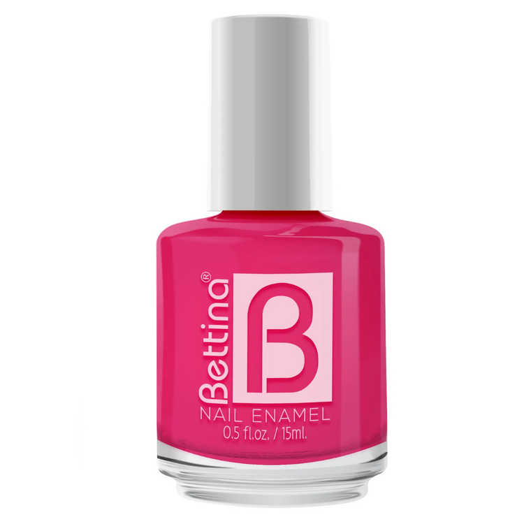 Farmacias Savia Bettina Pink Bikini nail polish bottle, 0.5oz, in a vibrant pink shade for cosmetic nail care.