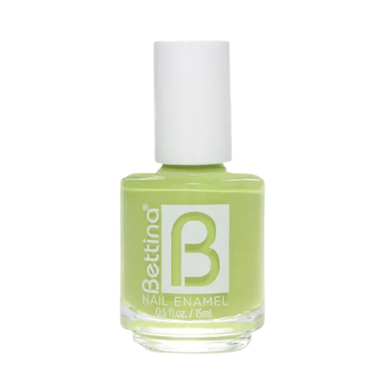Farmacias Savia Esmalte Bettina Key Lime nail polish in 0.5oz bottle showcasing vibrant lime green color.
