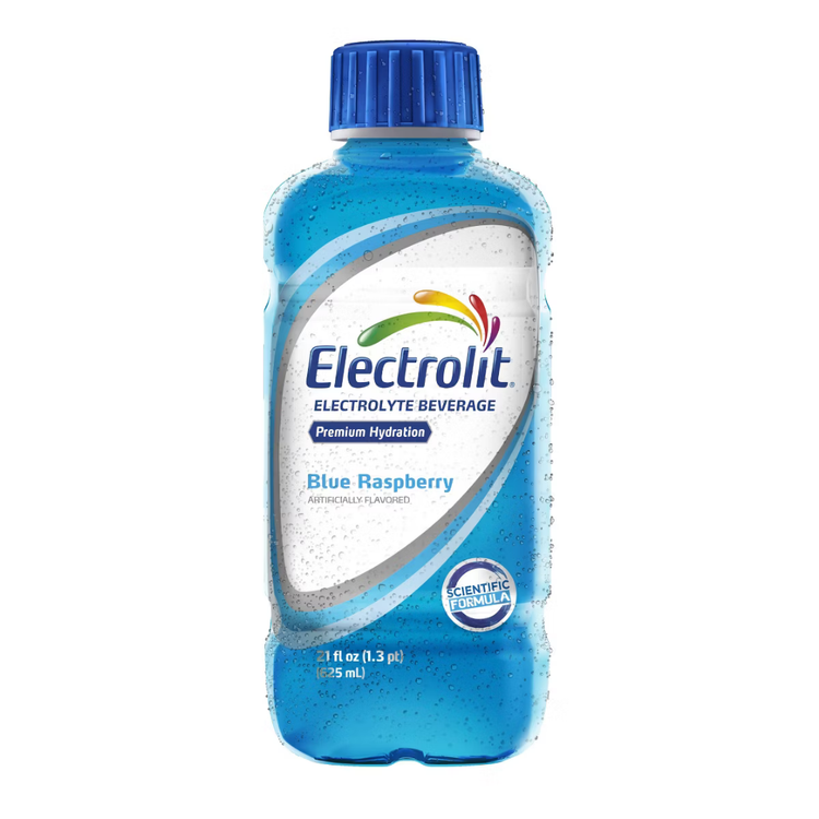 Electrolit Blue Raspberry electrolyte drink in a 21oz bottle from Farmacias Savia, with blue raspberry flavor and hydration benefits