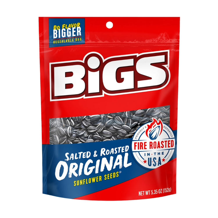 Farmacias Savia BIGS Sunflower Seeds Original Salt in 5.35oz bag, showing salted sunflower seeds ready to snack