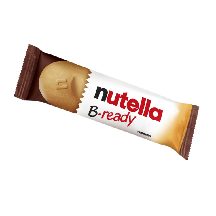 Nutella B-ready crispy wafer bar filled with Nutella, a snack with a crunchy wafer exterior and creamy Nutella filling.