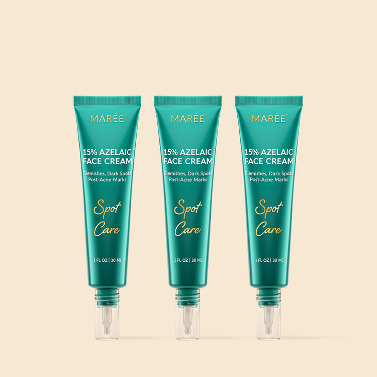 Maree Azelaic Acid Cream for sensitive skin, featuring a jar of soothing skincare cream with a white and light blue packaging design