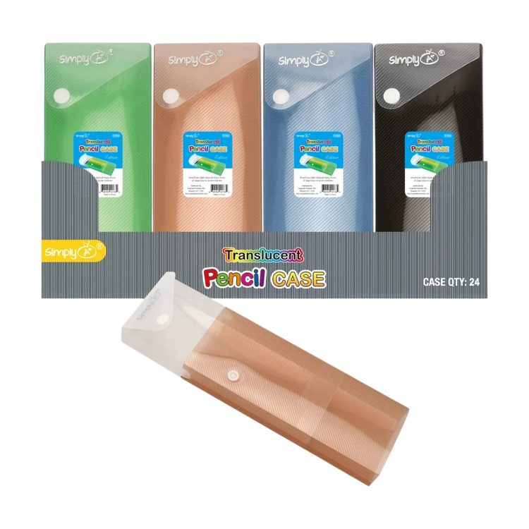 Plastic pencil case for school by Farmacias Savia, rectangular with zipper closure and multiple compartments for stationery.