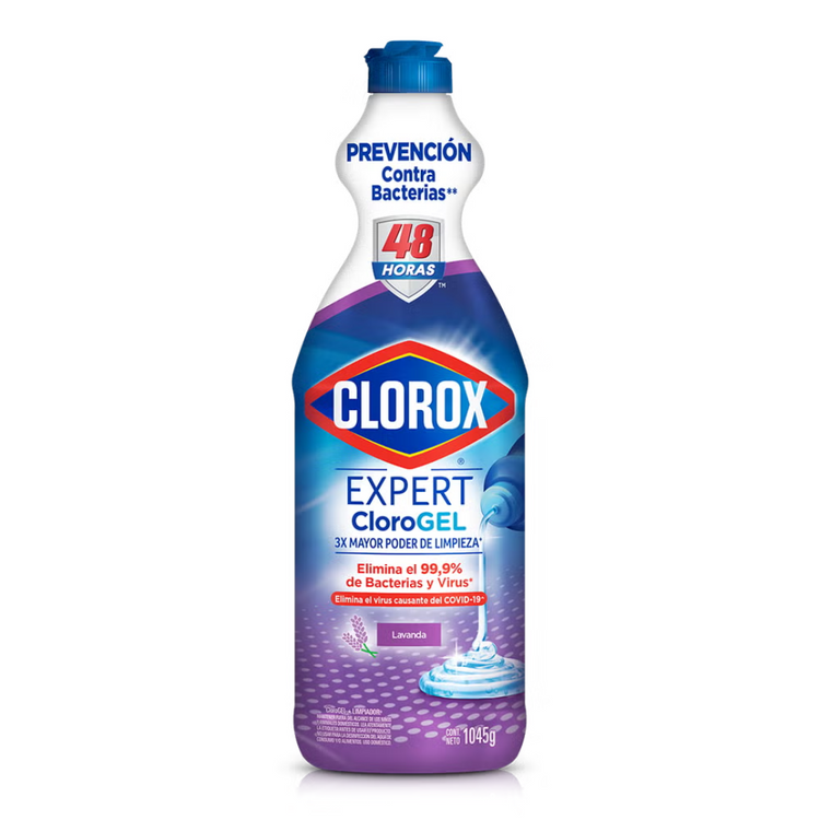 Clorox PowerGel Lavender toilet bowl cleaner in 24 oz bottle, with purple gel and labeled as para el baño.