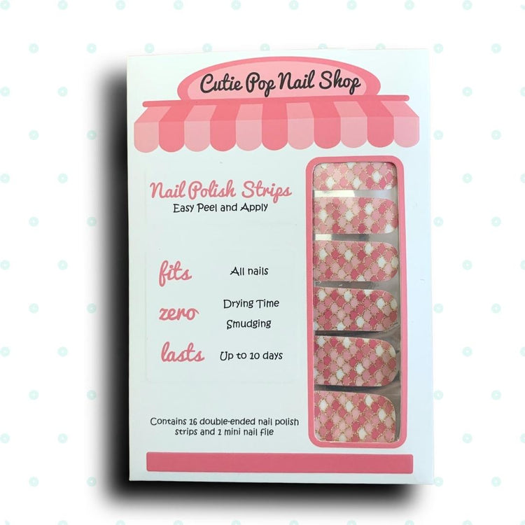 Colorful mermaid tail nail strips by Cutie Pop Nail Shop, featuring vibrant, aquatic-themed designs on peel-off nail art strips.