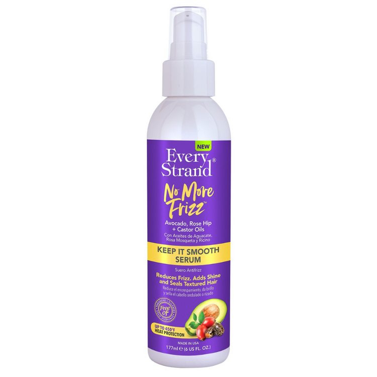 Farmacias Savia Every Strand No More Frizz Keep It Smooth Serum in 6 oz bottle, smooths and controls frizz on hair.