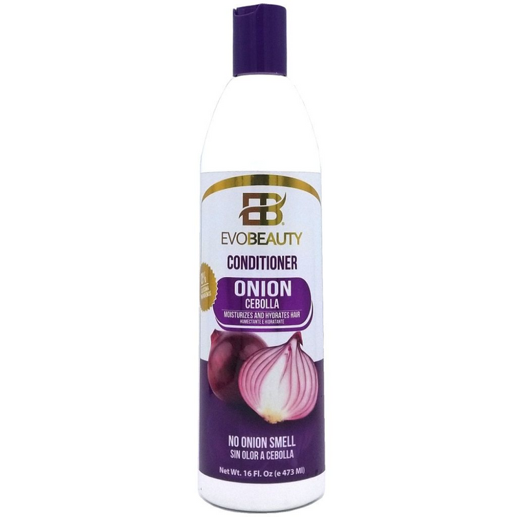 Farmacias Savia Evobeauty Onion Conditioner for hair, 16 oz, moisturizing and hydrating treatment in a bottle.