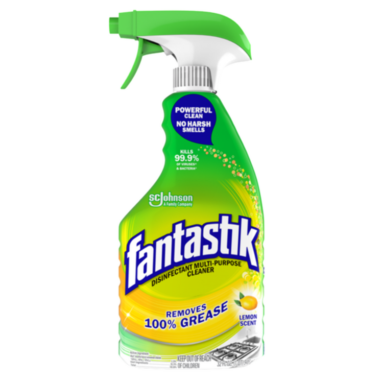 Farmacias Savia Fantastik lemon-scented all-purpose cleaner in a 32 oz bottle, ideal for cleaning various surfaces.