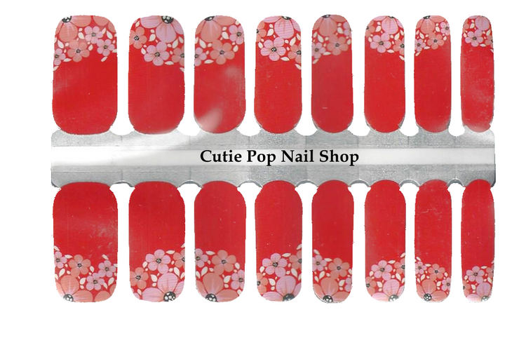 Cutie Pop Nail Shop Geisha Girl nail strips featuring traditional Japanese-inspired floral and kimono designs.